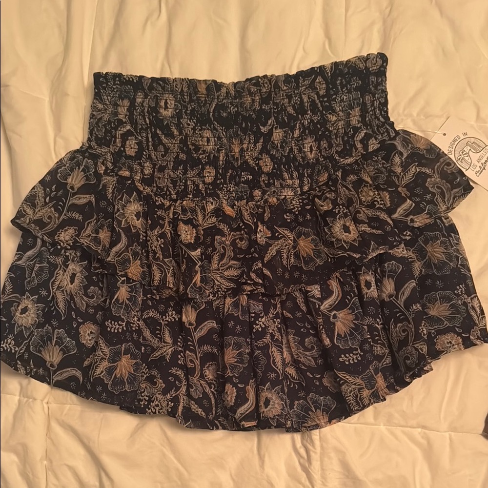 NWT Patrons of Peace Navy Floral Mini Skirt with built in shorts